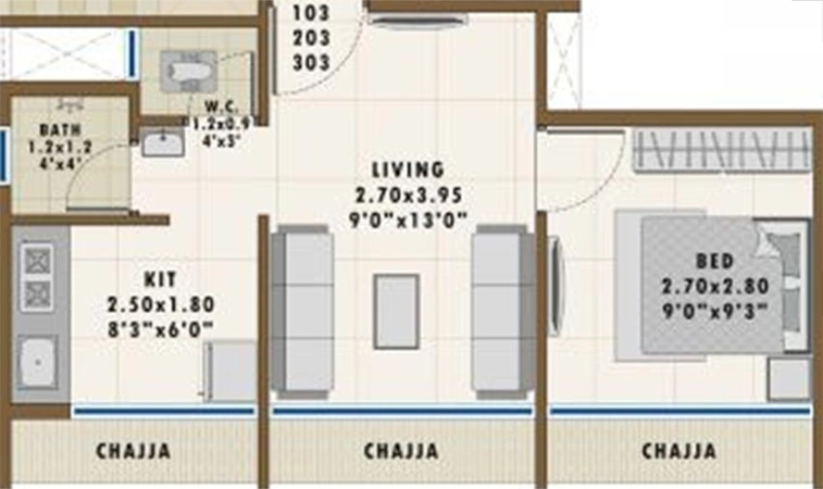 1 BHK Flat in Sambhav Deep Devansh 3 in Karanjade, Navi Mumbai - Image 842613