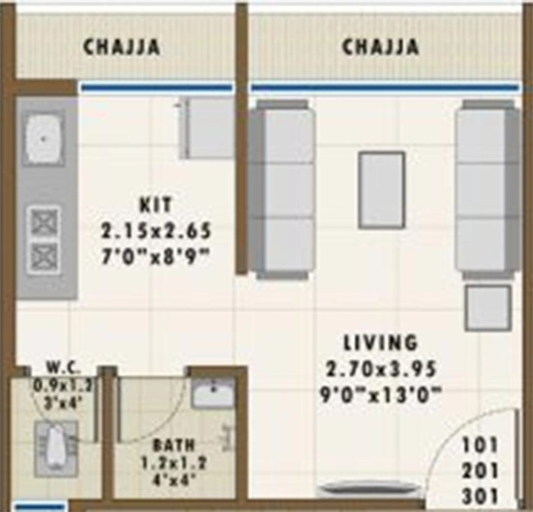 1 RK Studio Apartment in Sambhav Deep Devansh 3 in Karanjade, Navi Mumbai - Image 842612