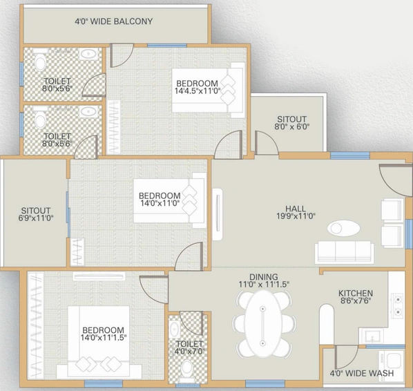 3 BHK Flat in Infocity Eyrie in Chandanagar, Hyderabad - Image 791869