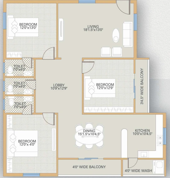 3 BHK Flat in Infocity Eyrie in Chandanagar, Hyderabad - Image 791870