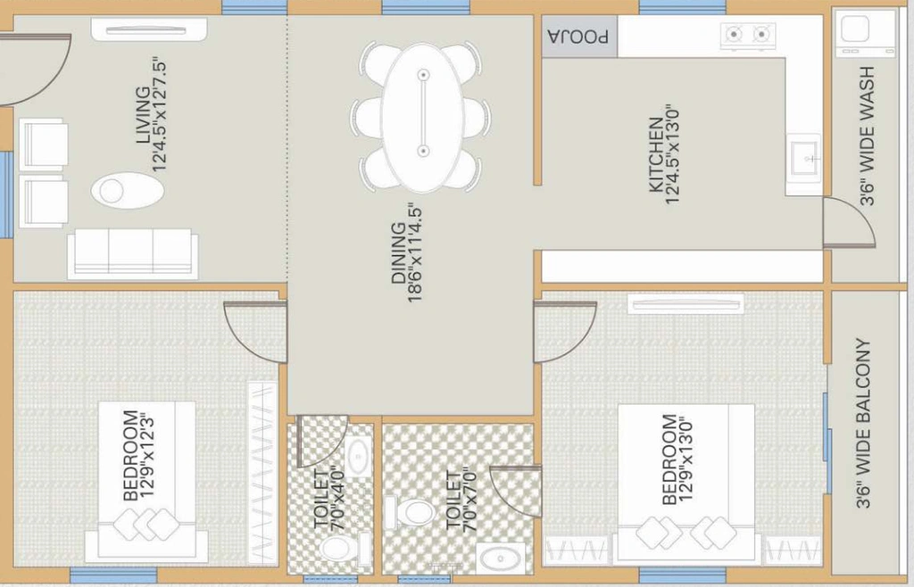 2 BHK Flat in Infocity Eyrie in Chandanagar, Hyderabad - Image 791868