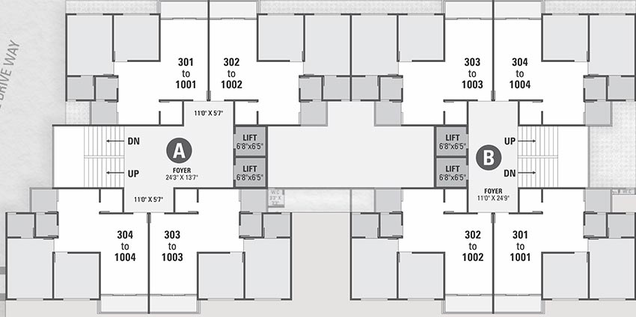 Floor Plan of Hilltown Residency in Nikol, Ahmedabad - Image 263411