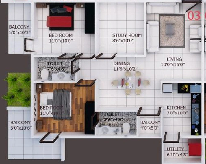 3 BHK Flat in Landmark Primo in Jakkur, Bangalore - Image 791641