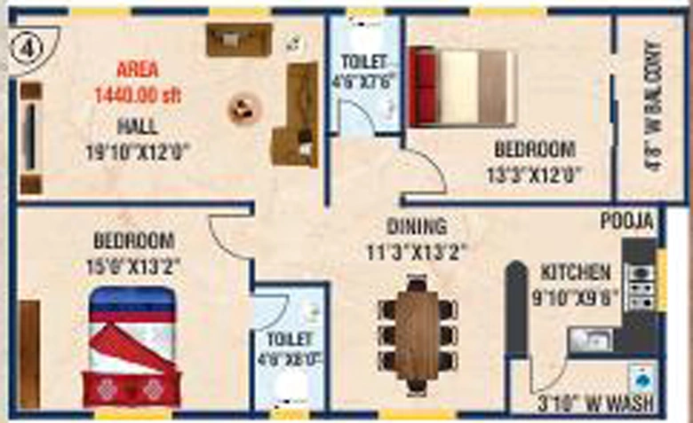 2 BHK Flat in Infocity Pearl And Jewel in Gachibowli, Hyderabad - Image 797014