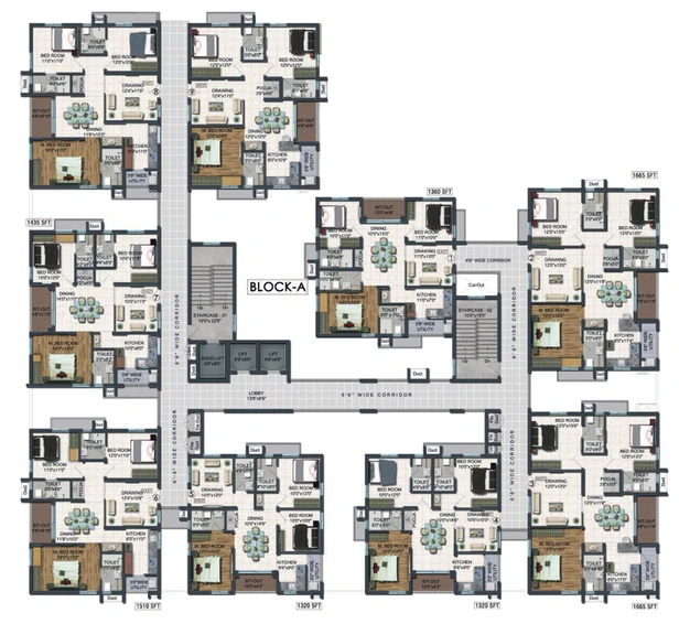 Floor Plan of Raghuram A2A Life Spaces in Balanagar, Hyderabad - Image 125462