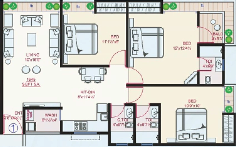 3 BHK Flat in DR Dream City in Amroli, Surat - Image 833996