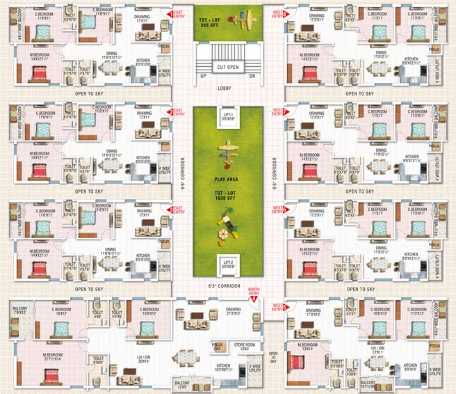 Floor Plan of Sunyuga Flora in Kompally, Hyderabad - Image 126932