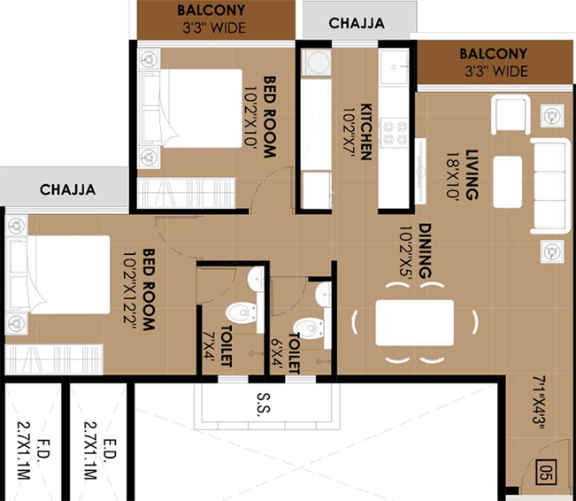 2 BHK Flat in Tejas Vaishnavi in Pushpak Nagar, Navi Mumbai - Image 844151