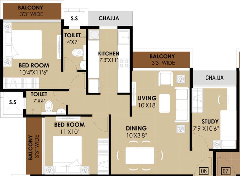 2.5 BHK Flat in Tejas Vaishnavi in Pushpak Nagar, Navi Mumbai - Image 844152