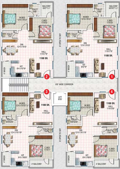 Floor Plan of Sunyuga Prakruthi in Suraram, Hyderabad - Image 125504
