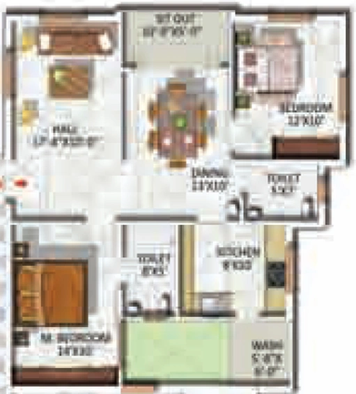 2 BHK Flat in VBC Oracle Ridge in Electronic City, Bangalore - Image 799251