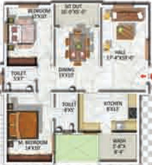 2 BHK Flat in VBC Oracle Ridge in Electronic City, Bangalore - Image 799252