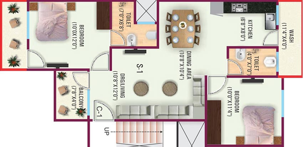 2 BHK Flat in Draupadi Kailash Apartment in Khajuri kalan, Bhopal - Image 843630
