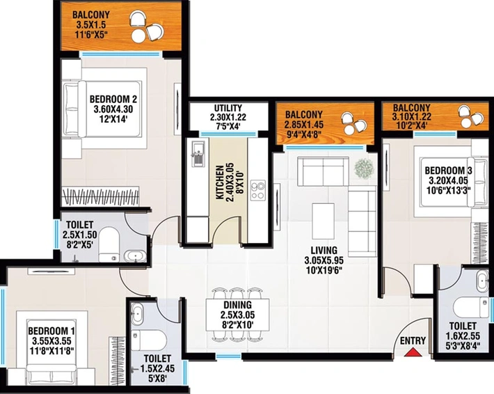 3 BHK Flat in Bhojpal Shree Krishna Heights in Katara Hills, Bhopal - Image 843670