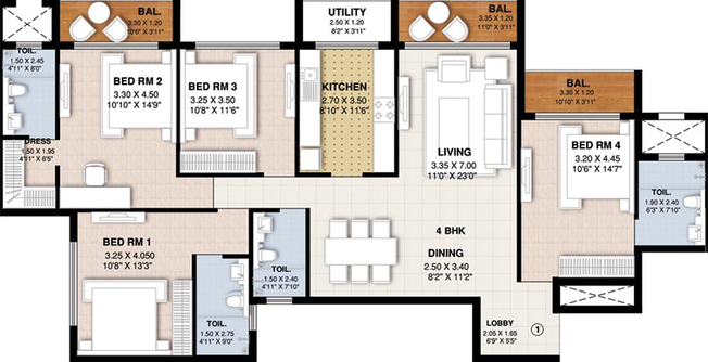 4 BHK Flat in Bhojpal Shree Krishna Heights in Katara Hills, Bhopal - Image 843607