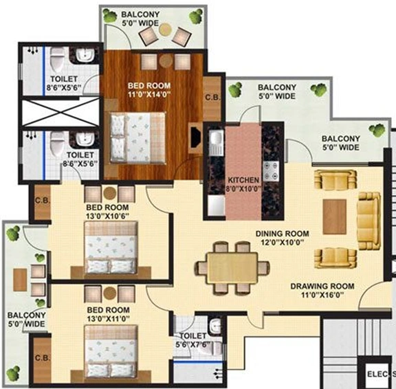 3 BHK Flat in Arihant Ambience in Crossings Republik, Ghaziabad - Image 835807