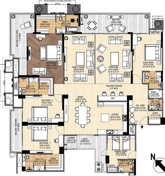 4 BHK Flat in Purvanchal Royal Atlantis in Sultanpur Road, Lucknow - Image 846477