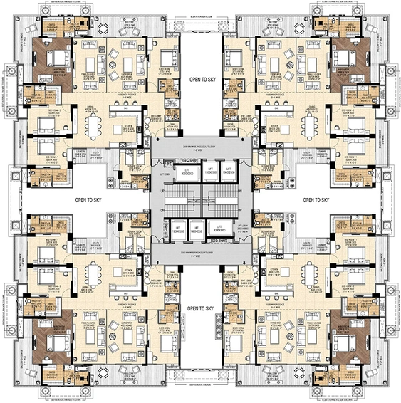 Floor Plan of Purvanchal Royal Atlantis in Sultanpur Road, Lucknow - Image 252693