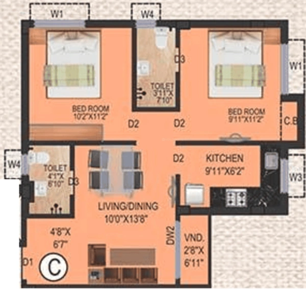 2 BHK Flat in Eden Tolly Cascades in Kabardanga, Kolkata - Image 846234