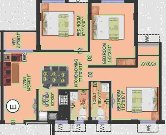 3 BHK Flat in Eden Tolly Cascades in Kabardanga, Kolkata - Image 846235