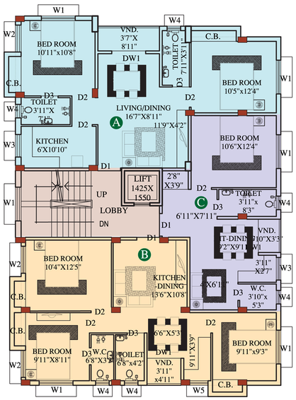 Floor Plan of Eden Belvedere in Nayabad, Kolkata - Image 251615