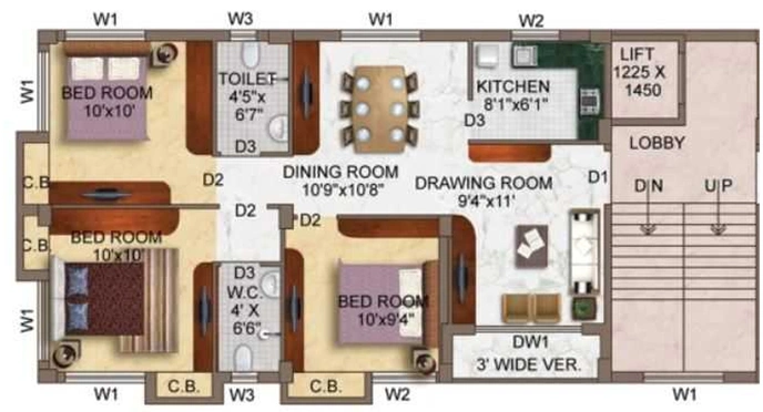 3 BHK Flat in Eden Royale in Nayabad, Kolkata - Image 846445