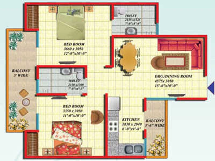 2 BHK Flat in Gaur Green Vista in Indirapuram, Ghaziabad - Image 835954