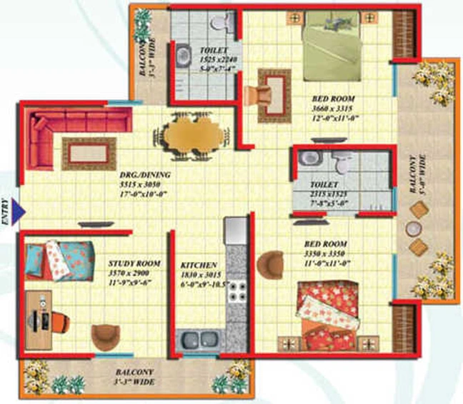3 BHK Flat in Gaur Green Vista in Indirapuram, Ghaziabad - Image 835955