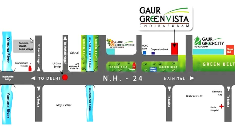 Location of Gaur Green City in Indirapuram, Ghaziabad - Image 233450