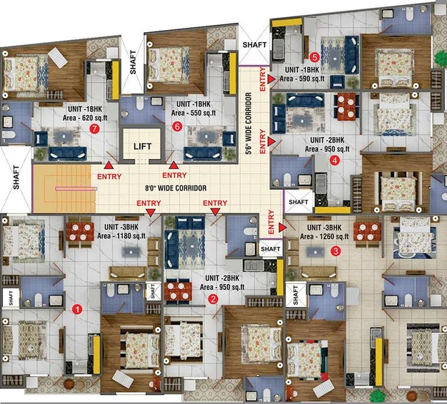 Floor Plan of Escon Galaxy Apartment 2 in Noida Extention, Greater Noida - Image 231779