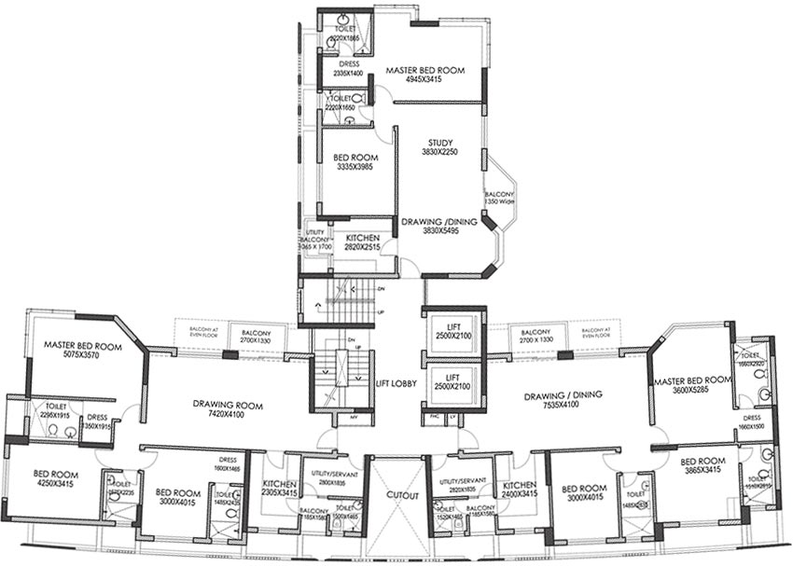 Floor Plan of Jaypee Moon Court in Sector 135, Noida - Image 231908
