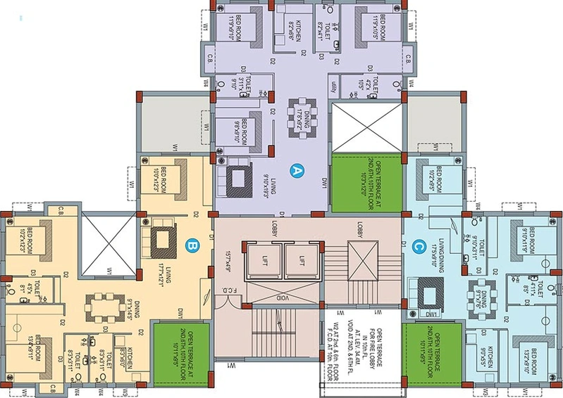 Floor Plan of Eden Sky Terraces in Nayabad, Kolkata - Image 261522