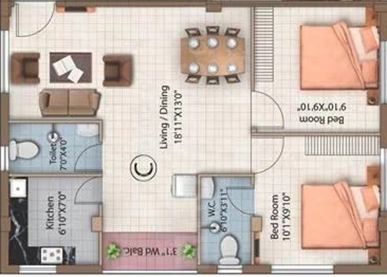 2 BHK Flat in Eden Windsor Park in Nayabad, Kolkata - Image 847875