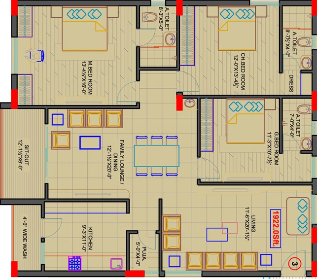 3 BHK Flat in Aryamitra Florina in Kokapet, Hyderabad - Image 792834