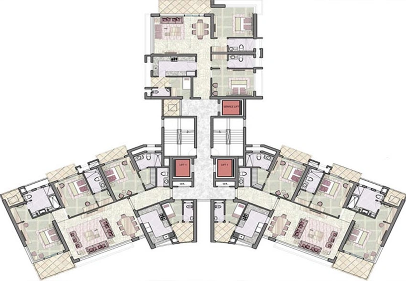 Floor Plan of Jaypee Kristal Court in Sector 128, Noida - Image 233850