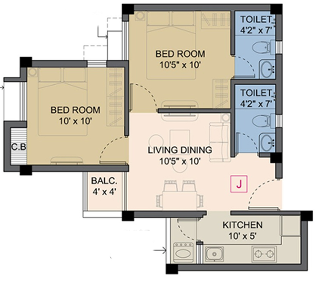 2 BHK Flat in Adonis Breathe in Thakurpukur, Kolkata - Image 847956