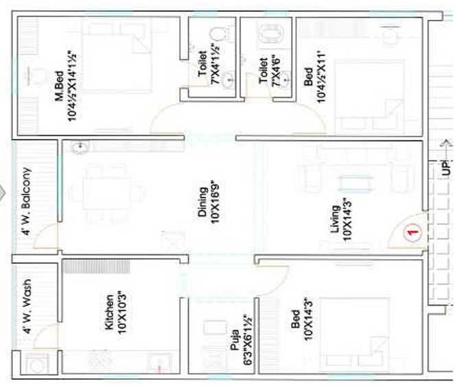 Floor Plan of MK Venus in Pothinamallayya Palem, Visakhapatnam - Image 253416