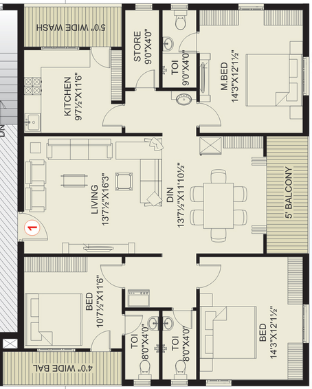 3 BHK Flat in MK Marvel in Seethammadhara, Visakhapatnam - Image 846643