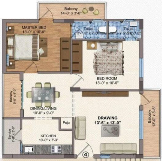 2 BHK Flat in Spacios Swaraj Residency in Horamavu, Bangalore - Image 793199