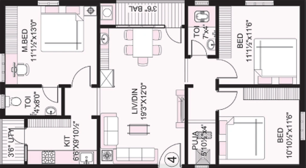 3 BHK Flat in MK Orchidz in Pothinamallayya Palem, Visakhapatnam - Image 846648
