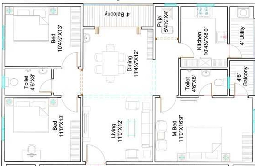 3 BHK Flat in MK Vasathi in Madhurawada, Visakhapatnam - Image 846689