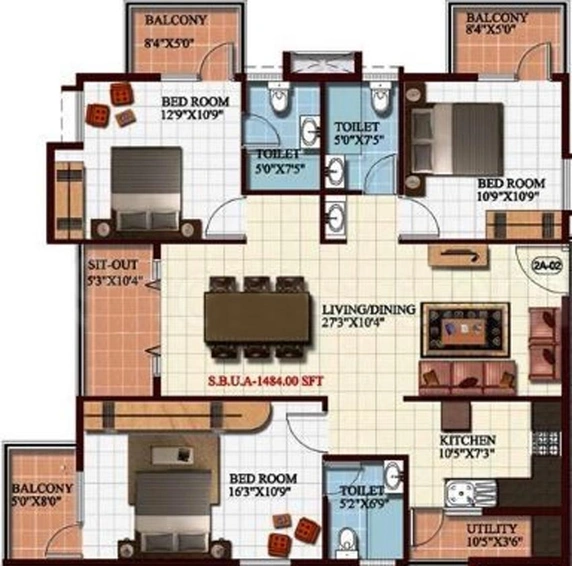 3 BHK Flat in Mahaveer Willet in Whitefield, Bangalore - Image 799333