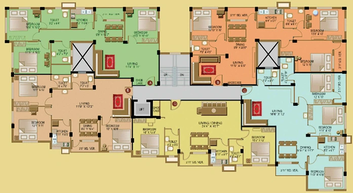 Floor Plan of Skyline Sunny in Garia, Kolkata - Image 257578