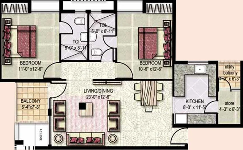 2 BHK Flat in Jaypee Klassic Heights in Sector 134, Noida - Image 836762
