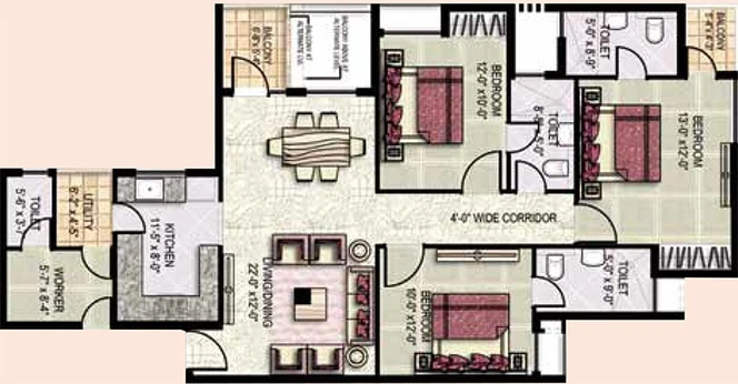 3 BHK Flat in Jaypee Klassic Heights in Sector 134, Noida - Image 836763