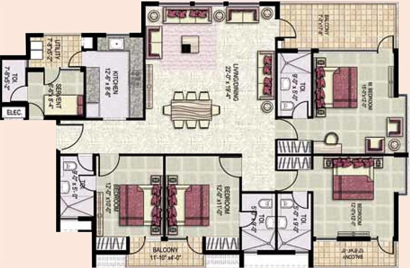 4 BHK Flat in Jaypee Klassic Heights in Sector 134, Noida - Image 836764