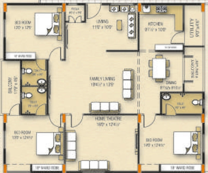 3 BHK Flat in Sardar Nest Square in Gajuwaka, Visakhapatnam - Image 846840