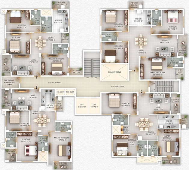Floor Plan of Prarthana Uma Exotica in Bariatu, Ranchi - Image 261365