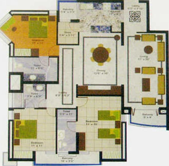 3 BHK Flat in Samiah Singapore Residency in Sector 36, Greater Noida - Image 836352