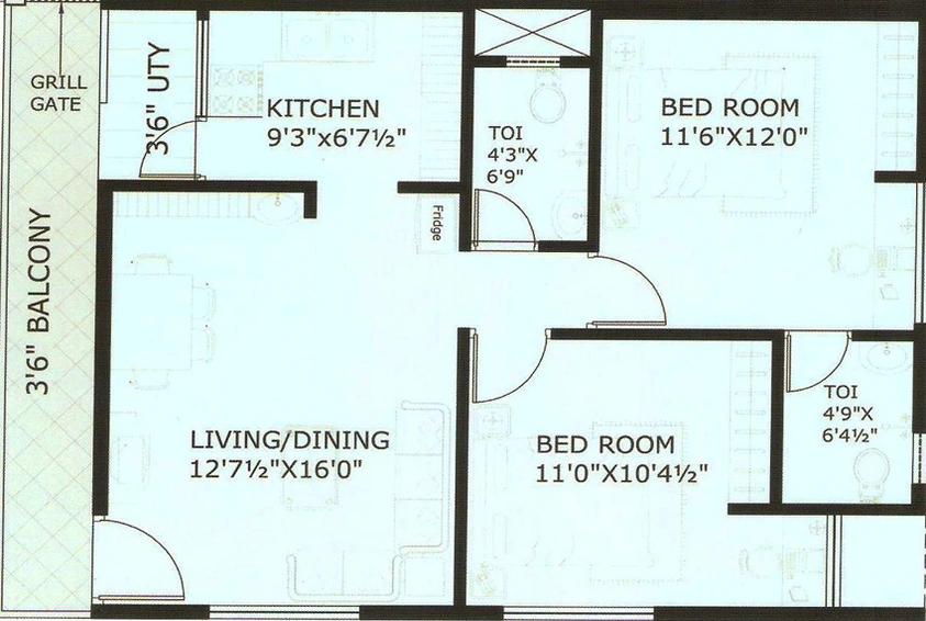 2 BHK Flat in Bhoomatha Vijaya Residency in Kommadi, Visakhapatnam - Image 846770